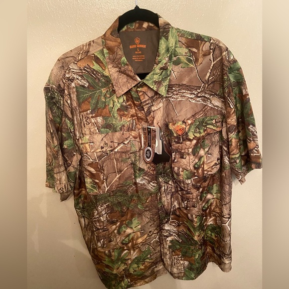 Game Winner RealTree Xtra Green Dura Cool Camo Button down Short Sleeve Shirt - Picture 1 of 7